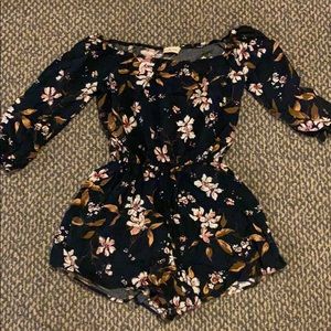 Dark Navy Blue Floral Romper
